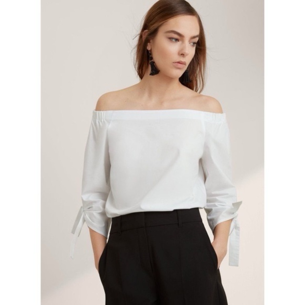 Aritzia Babaton Malik blouse off shoulder 100% cotton White size Medium